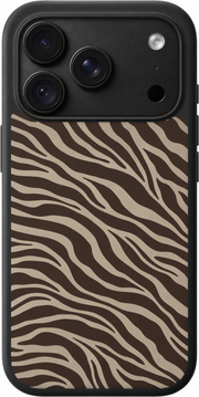 Cocoa Zebra iPhone case design preview in Black. Model-specific fit and camera openings vary.