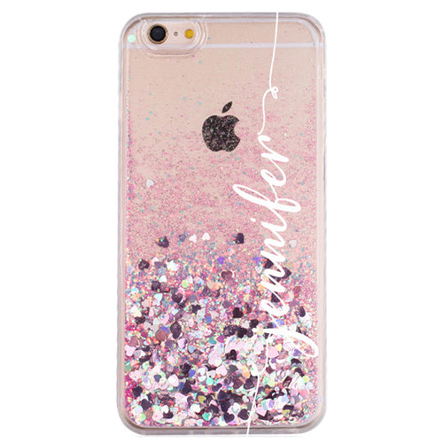 custom name pink glitter iphone case