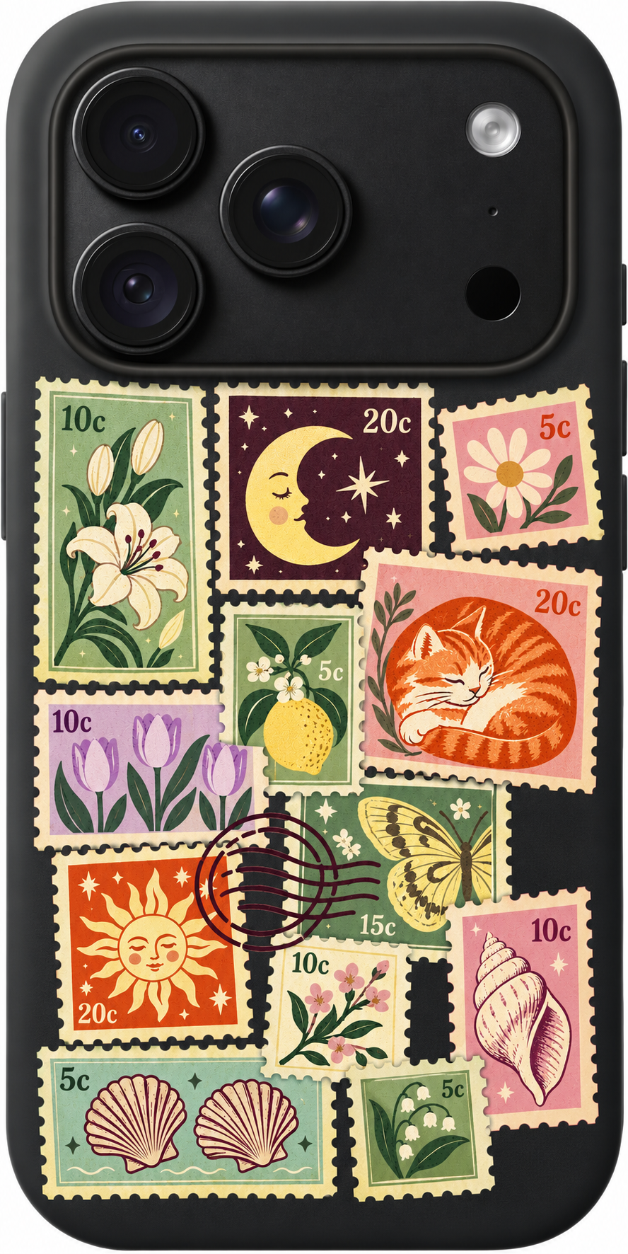 Postcard Keepsakes iPhone case design preview in Black. Model-specific fit and camera openings vary.