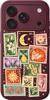 Postcard Keepsakes iPhone case design preview in Burgundy. Model-specific fit and camera openings vary.