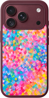Neon Summer Mosaic iPhone case design preview in Burgundy. Model-specific fit and camera openings vary.