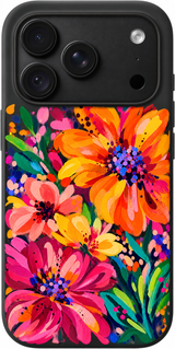 Watercolor Bloom iPhone case design preview in Black. Model-specific fit and camera openings vary.