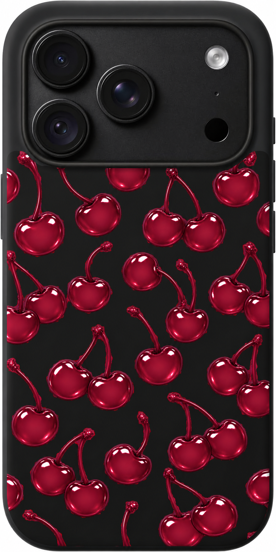 Cherry Velvet Jelly iPhone case design preview in Black. Model-specific fit and camera openings vary.