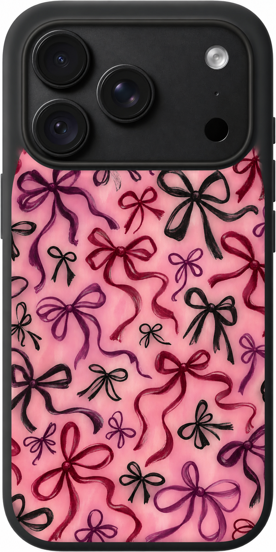 Ribbon Scribbles iPhone case design preview in Black. Model-specific fit and camera openings vary.