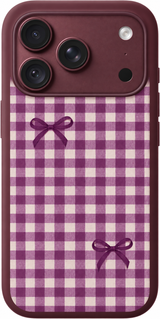 Violet Picnic iPhone case design preview in Burgundy. Model-specific fit and camera openings vary.