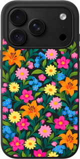 Bright Spring Chorus iPhone case design preview in Black. Model-specific fit and camera openings vary.