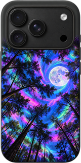 Moonlit Canopy iPhone case design preview in Black. Model-specific fit and camera openings vary.