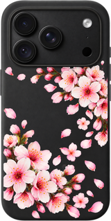 Saturday Sakura Breeze iPhone case design preview in Black. Model-specific fit and camera openings vary.