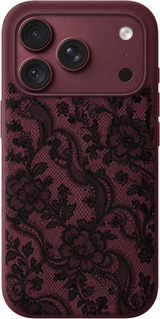 Lace Reverie iPhone case design preview in Burgundy. Model-specific fit and camera openings vary.