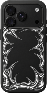 Liquid Silver Frame iPhone case design preview in Black. Model-specific fit and camera openings vary.