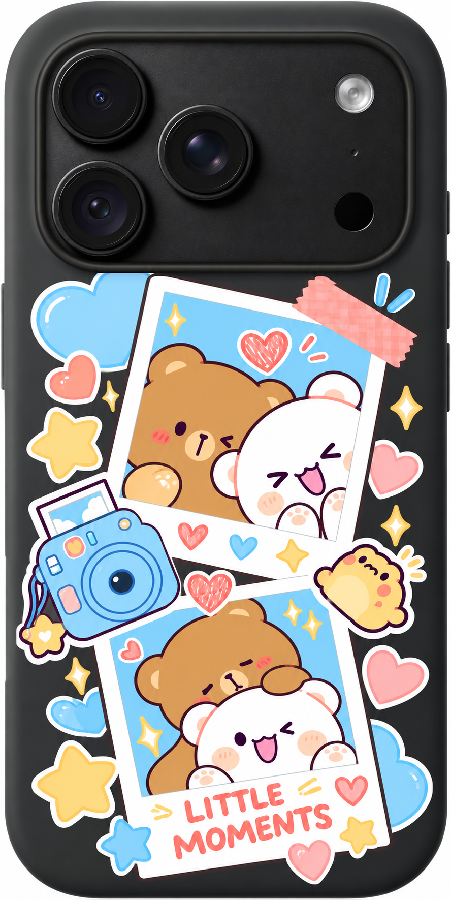 Captured Little Moments iPhone case design preview in Black. Model-specific fit and camera openings vary.