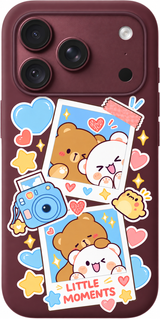 Captured Little Moments iPhone case design preview in Burgundy. Model-specific fit and camera openings vary.