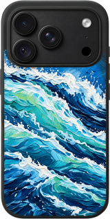 Tidal Rhythm iPhone case design preview in Black. Model-specific fit and camera openings vary.