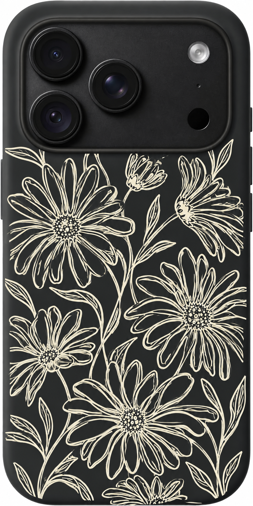 Daisy Line Dance iPhone case design preview in Black. Model-specific fit and camera openings vary.