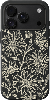 Daisy Line Dance iPhone case design preview in Black. Model-specific fit and camera openings vary.