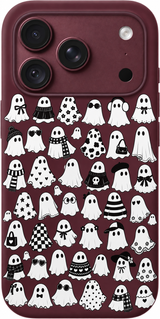 Ghost Wardrobe iPhone case design preview in Burgundy. Model-specific fit and camera openings vary.
