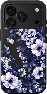 Blue Spring Mist iPhone case design preview in Black. Model-specific fit and camera openings vary.
