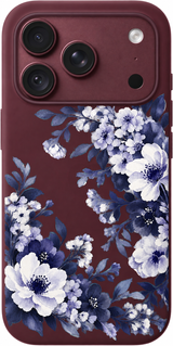 Blue Spring Mist iPhone case design preview in Burgundy. Model-specific fit and camera openings vary.