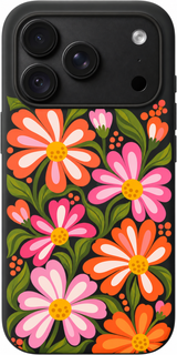 Flores Fiesta iPhone case design preview in Black. Model-specific fit and camera openings vary.