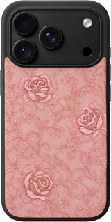 Rose Sheer Lace iPhone case design preview in Black. Model-specific fit and camera openings vary.