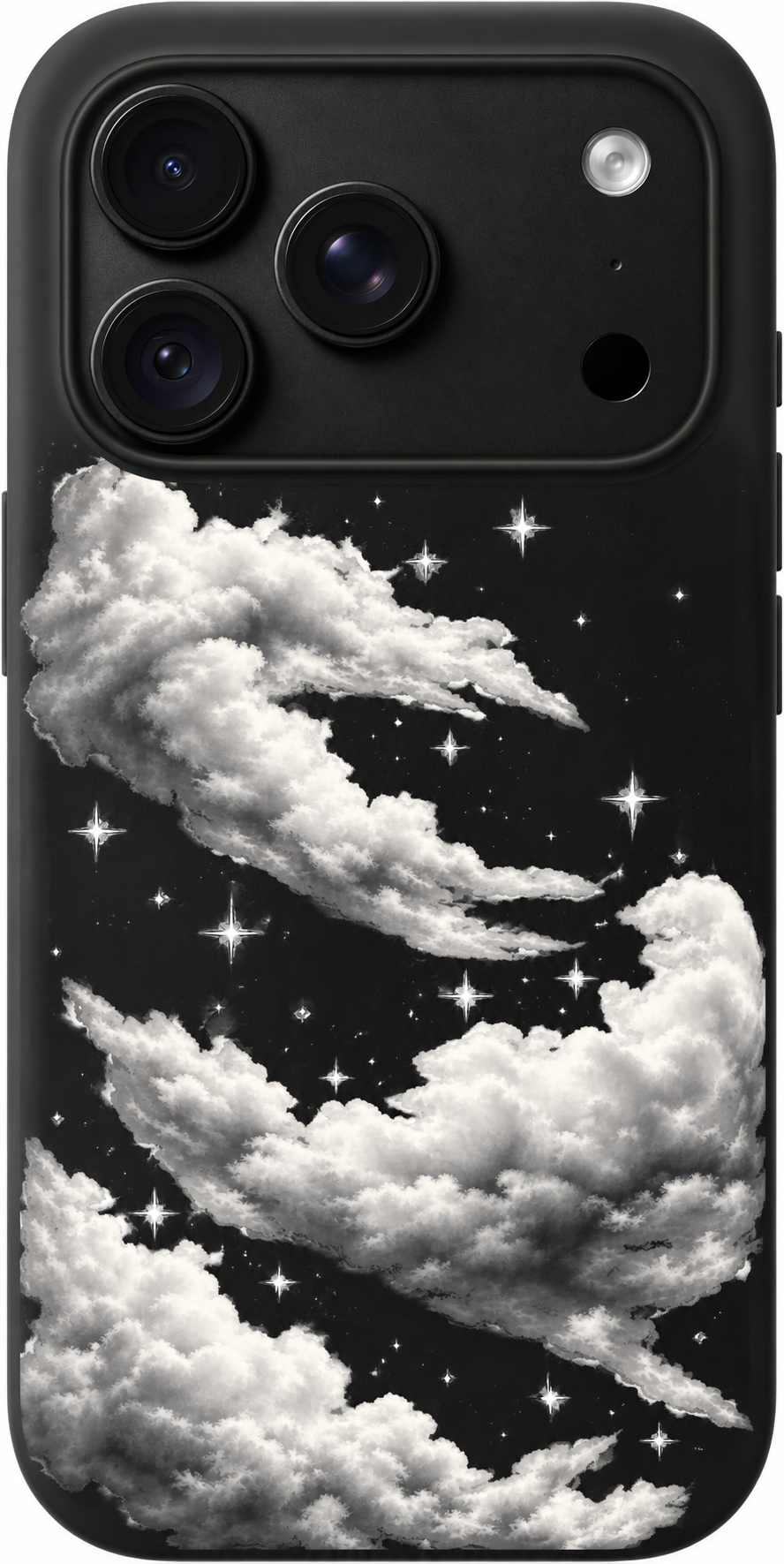 Cloud Afterglow iPhone case design preview in Black. Model-specific fit and camera openings vary.