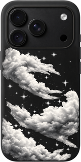Cloud Afterglow iPhone case design preview in Black. Model-specific fit and camera openings vary.