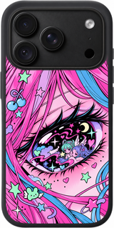 Telepathic Daydream iPhone case design preview in Black. Model-specific fit and camera openings vary.