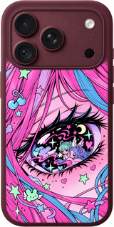 Telepathic Daydream iPhone case design preview in Burgundy. Model-specific fit and camera openings vary.