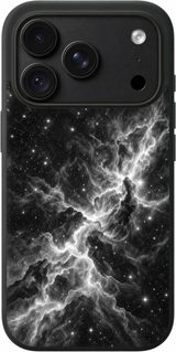 Midnight Nebula Marble iPhone case design preview in Black. Model-specific fit and camera openings vary.