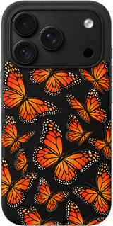 Mariposa Drift iPhone case design preview in Black. Model-specific fit and camera openings vary.