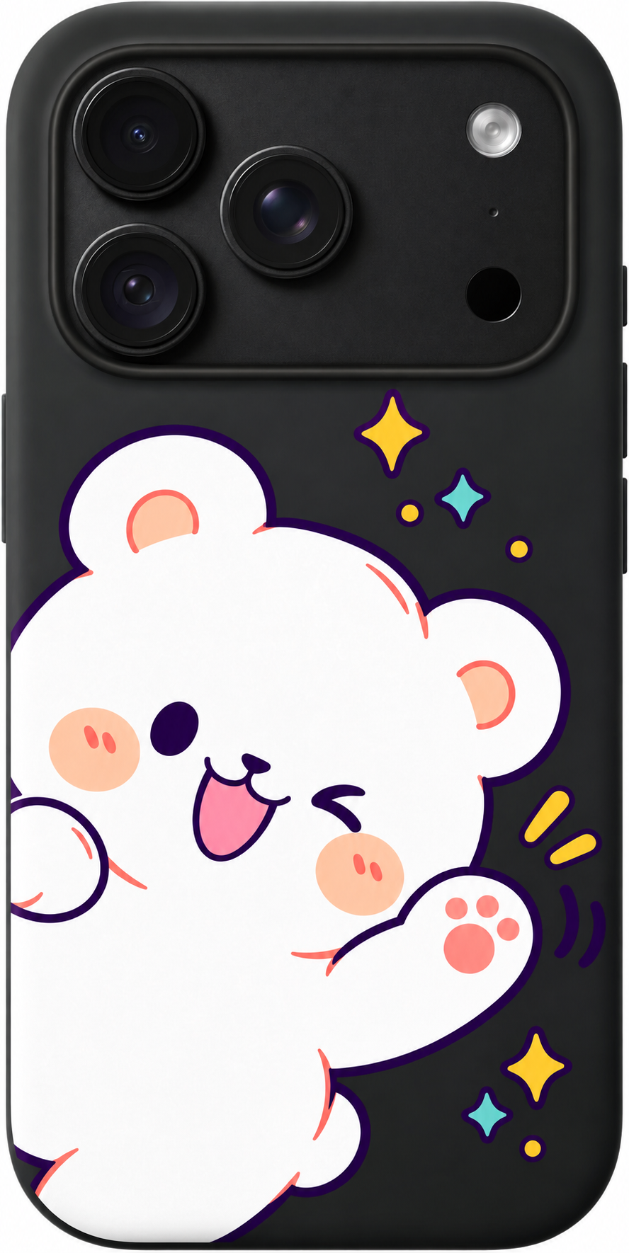 Milk Peekaboo iPhone case design preview in Black. Model-specific fit and camera openings vary.