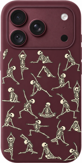 Skeleton Stretch Club iPhone case design preview in Burgundy. Model-specific fit and camera openings vary.