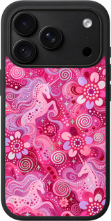 Fairytale Wonder iPhone case design preview in Black. Model-specific fit and camera openings vary.
