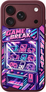 Retro Game Kiosk iPhone case design preview in Burgundy. Model-specific fit and camera openings vary.