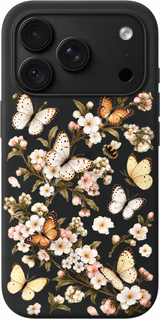 Butterfly Weekend iPhone case design preview in Black. Model-specific fit and camera openings vary.