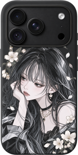 Fading Petal Muse iPhone case design preview in Black. Model-specific fit and camera openings vary.
