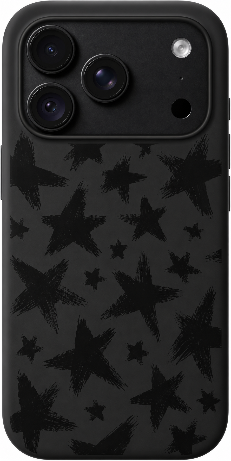 Star Brushmarks iPhone case design preview in Black. Model-specific fit and camera openings vary.