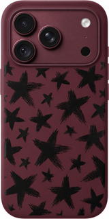 Star Brushmarks iPhone case design preview in Burgundy. Model-specific fit and camera openings vary.