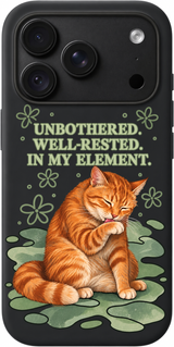 Unbothered Cat Club iPhone case design preview in Black. Model-specific fit and camera openings vary.