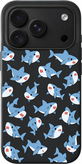 Little Shark Shuffle iPhone case design preview in Black. Model-specific fit and camera openings vary.