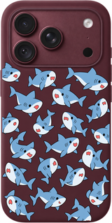Little Shark Shuffle iPhone case design preview in Burgundy. Model-specific fit and camera openings vary.