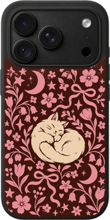 Sleepy Cat Keepsakes iPhone case design preview in Black. Model-specific fit and camera openings vary.