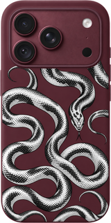 Silver Serpent Drift iPhone case design preview in Burgundy. Model-specific fit and camera openings vary.