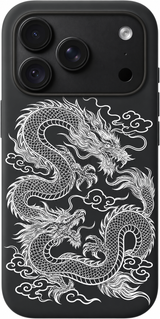 Dragon Cloud Lines iPhone case design preview in Black. Model-specific fit and camera openings vary.