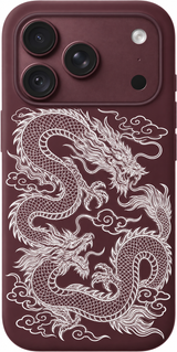 Dragon Cloud Lines iPhone case design preview in Burgundy. Model-specific fit and camera openings vary.