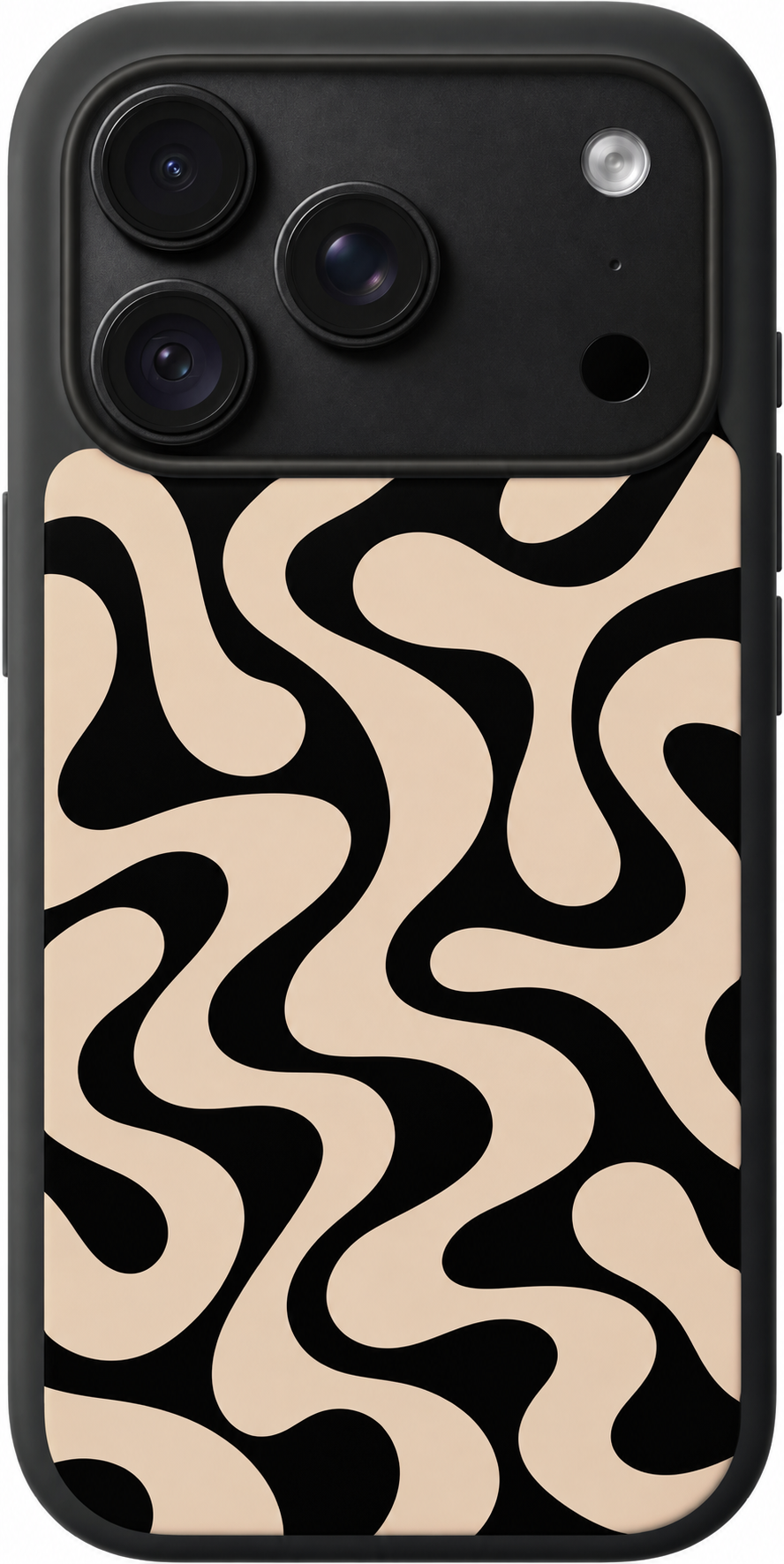 Sandstone Meanders iPhone case design preview in Black. Model-specific fit and camera openings vary.