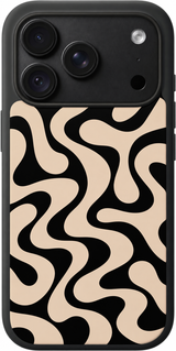 Sandstone Meanders iPhone case design preview in Black. Model-specific fit and camera openings vary.