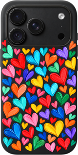 Painted Heart Waltz iPhone case design preview in Black. Model-specific fit and camera openings vary.