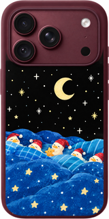 Midnight Duck Slumber iPhone case design preview in Burgundy. Model-specific fit and camera openings vary.