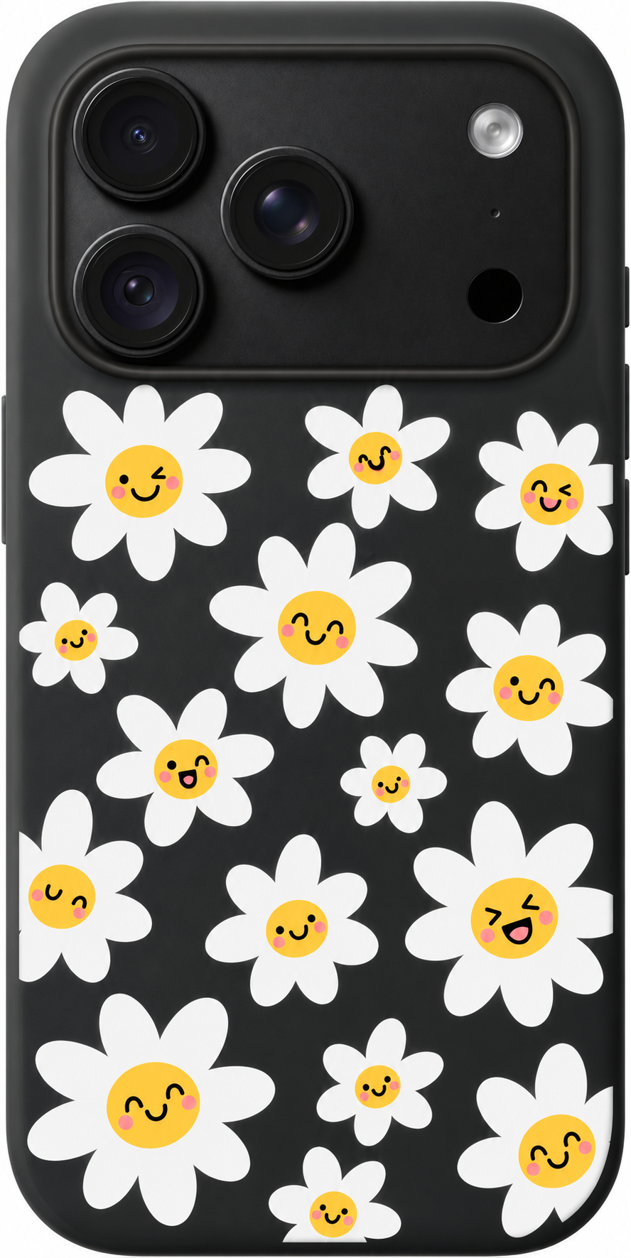 Daisy Cheer Club iPhone case design preview in Black. Model-specific fit and camera openings vary.